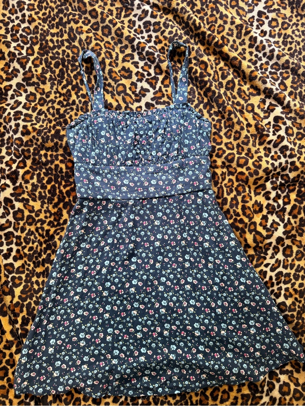 Trixxi Navy Floral Sundress with Pink & White Flowers